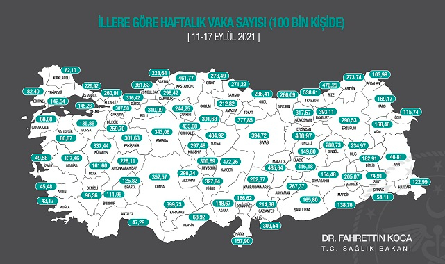 Bakan Koca yeni insidans haritasını paylaştı