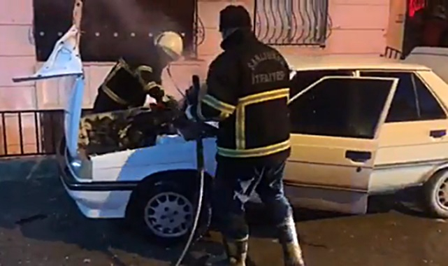 Park halinde araç aniden yanmaya başladı