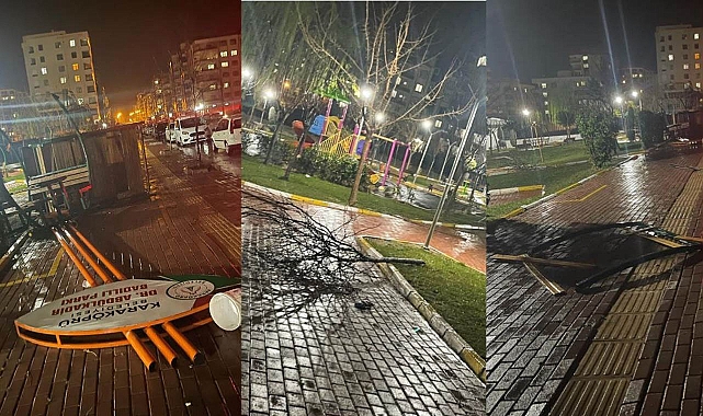 Karaköprü'de aniden oluşan hortum parkı yıktı geçti!
