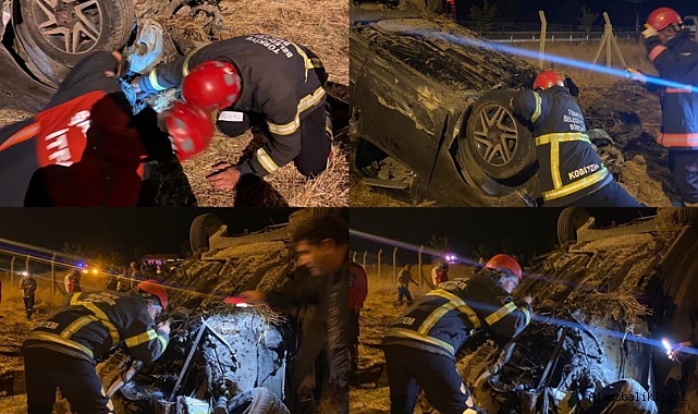 Urfa'da trafik kazası! Önce çarptı, sonra takla attı
