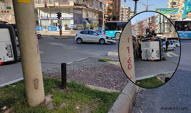 Karaköprü’de kaza! Kontrolden çıkan araç yola devrildi