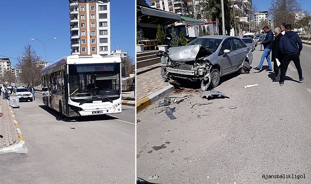Karaköprü’de toplu taşıma aracı ile otomobil çarpıştı! 