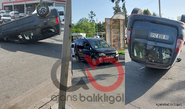Evren Sanayi Sitesinde araç takla attı