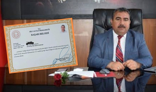 Hilvan İlçe Milli Eğitim Müdürü Sinan Ateş'e Başarı Belgesi