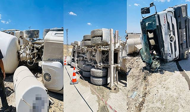 Keşmer Dağı Projesinde Çalışan Beton Mikseri Devrildi
