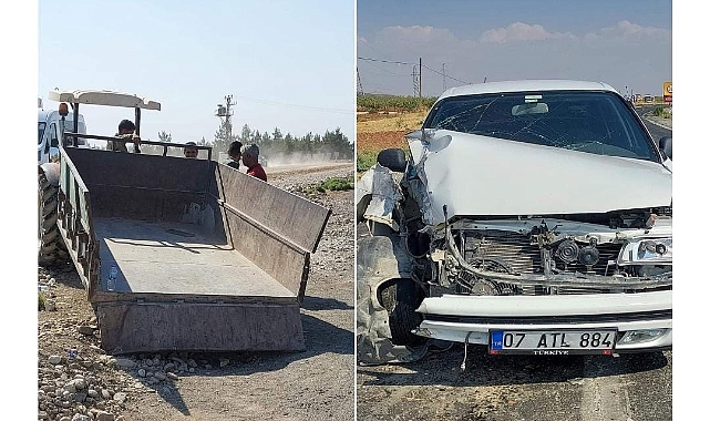 Urfa'da Otomobil Traktöre Arkadan Çarptı