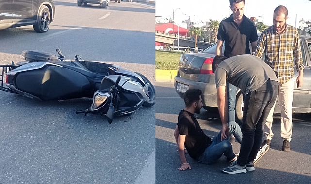 Abide Kavşağında Otomobil Motosiklete Çarptı