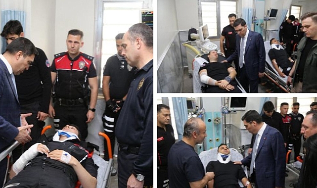 İl Emniyet Müdürü Aksoy, Kazada Yaralanan Polisleri Ziyaret Etti