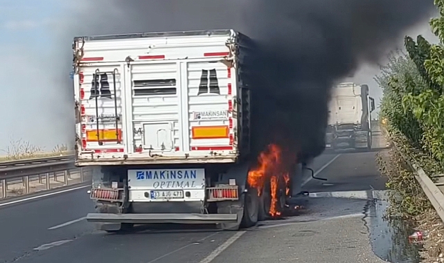 Şanlıurfa Viranşehir Kara Yolunda Seyir Halindeki Tır Alev Aldı