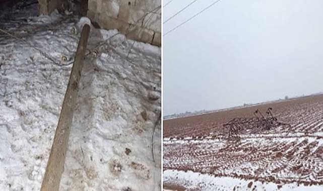 Harran’da Kar ve Fırtına Elektrik Hatlarını Devirdi: İlçe Genelinde Kesinti