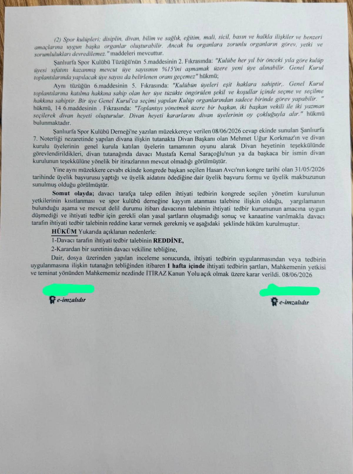 Şanlıurfaspor Davasında Kayyum Talebi Reddedildi